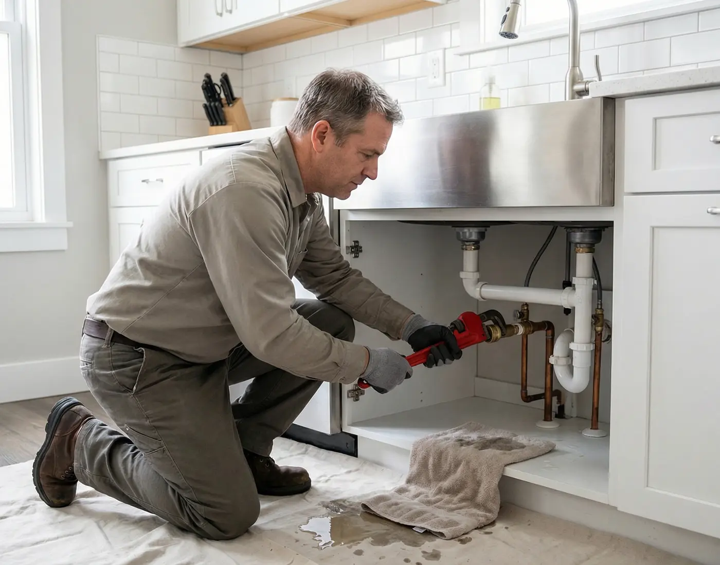 Plumber carrying out a repair
